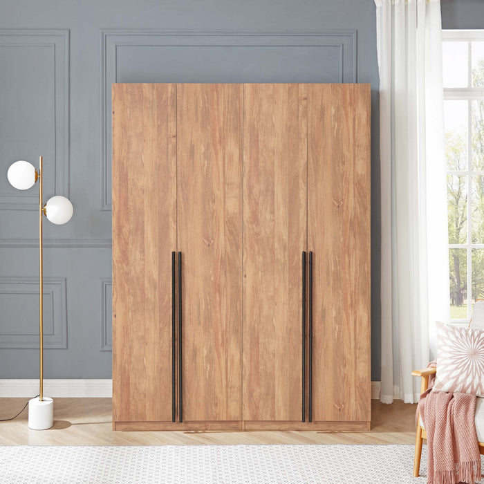 Lee Modern 32\" Wardrobe Closet in Golden Brown - Set of 2 Armoire