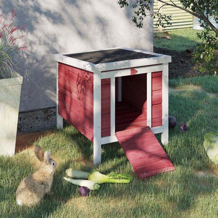 Pawhut 20\"x16.5\"x17\" Wooden Rabbit Hutch Small Animal House Bunny Guinea Pig Pet Cage Coop Cat Shelter Red