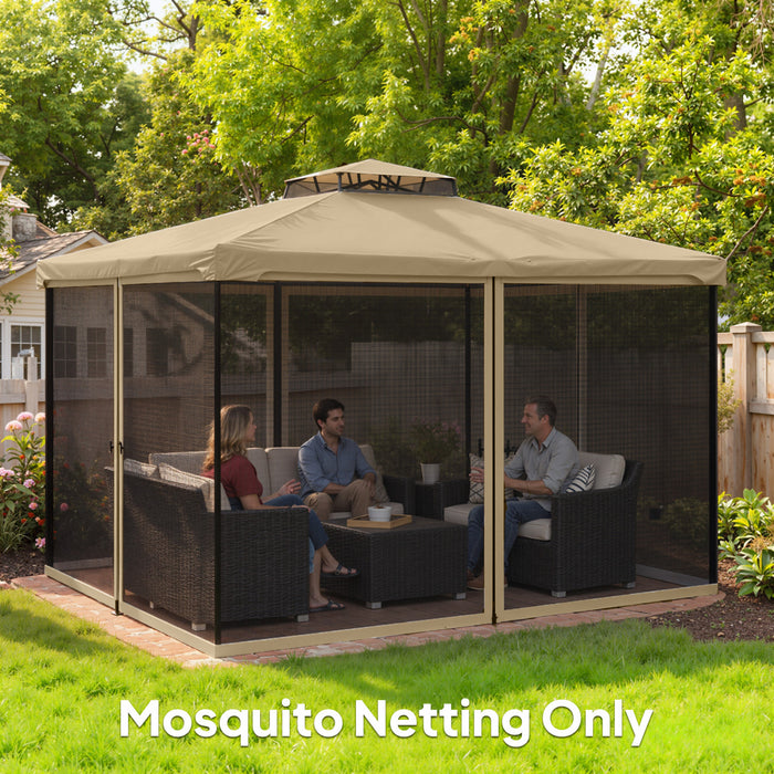 Outsunny 10' x 12' Gazebo Replacement Mosquito Netting, Khaki