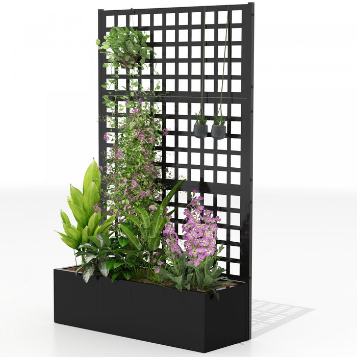 Outsunny Galvanized Planter Box with Trellis, 43\" x 16\" x 70\"