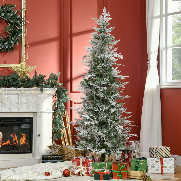 Homcom 6ft Snow Flocked Artificial Christmas Tree Cypress