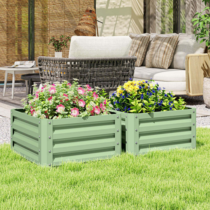 Outsunny 2' X 2' X 1' 2-pieces Raised Garden Bed, Light Green