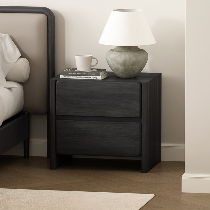 Linda Modern 24\" Nightstand in Charcoal Gray (2-Drawer)