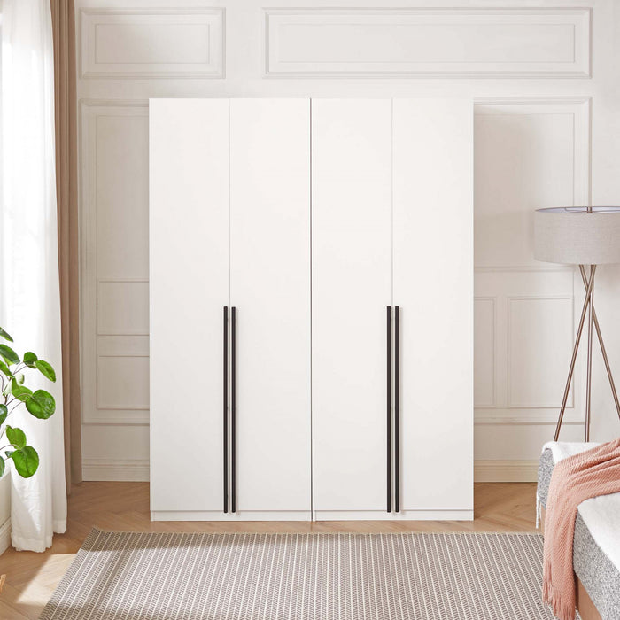 Lee Modern 32\" Wardrobe Closet in White - Set of 2 Armoire