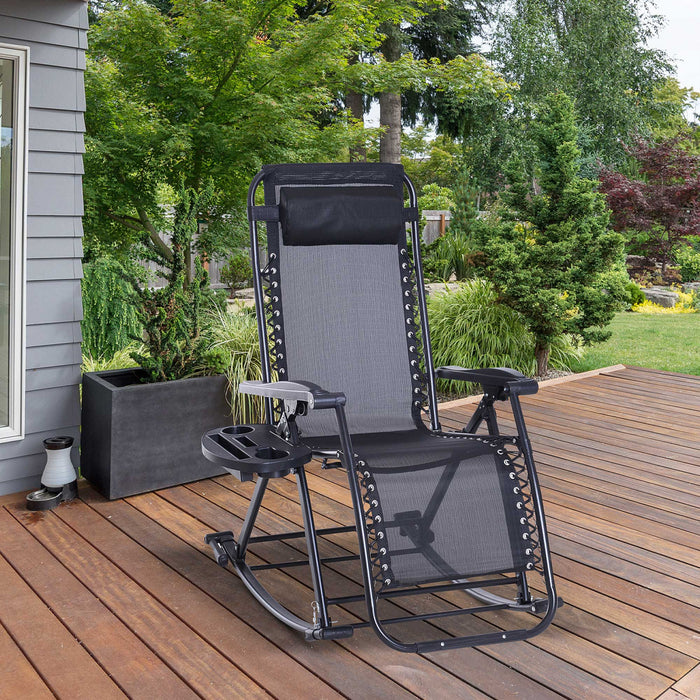 Outsunny 2 In 2 Adjustable Lounge Chair Black