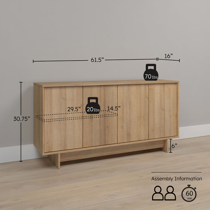 Prepac Finnley Sideboard Buffet - Natural Oak