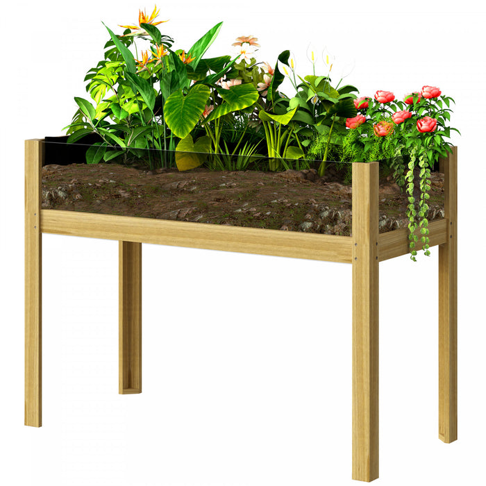 Outsunny Wooden Planter Box Outdoor Raised Planter, 43.3\" x 19.7\" x 31.5\"