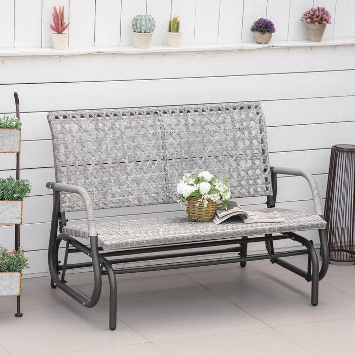 Outsunny 2 Seater Wicker Outdoor Glider Bench, Mixed Grey