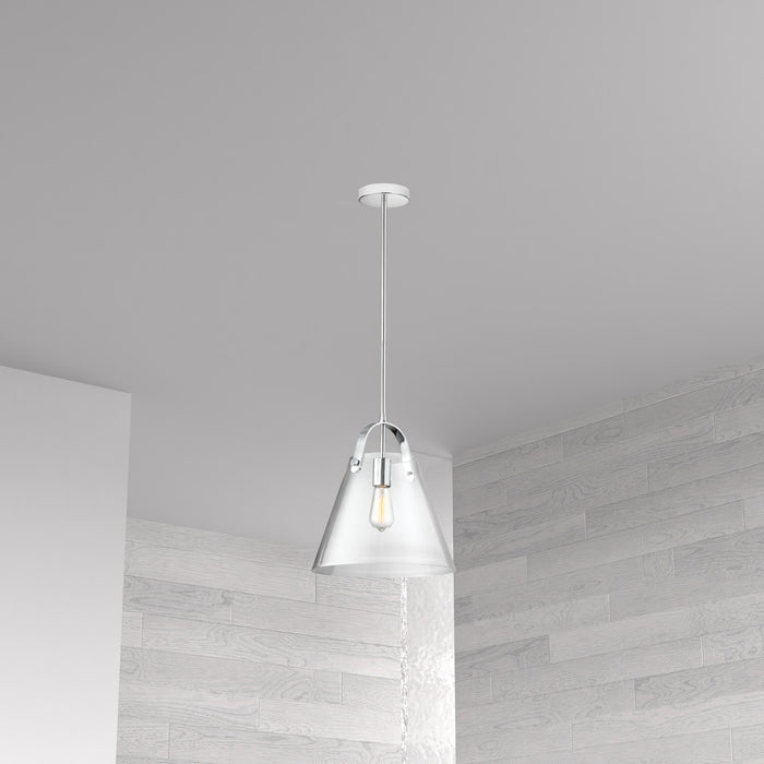 Dainolite Polly 1 Light Pendant Medium Polished Chrome Finish Clear Glass Lamp