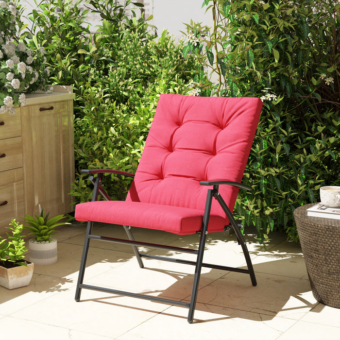 Foldable Lounge Chair, Fabric Upholstered Recliner With Armrest, Red