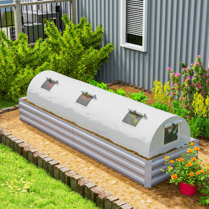 Outsunny Mini Greenhouse with Mesh Windows, Tunnel Growing Tent, White