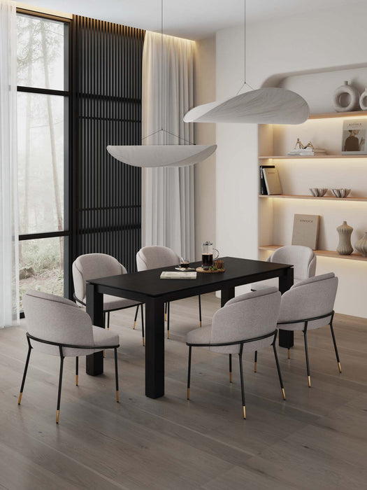 Flor and Rockaway Modern Industry Chic 7-Piece Dining Set in Wheat and Black