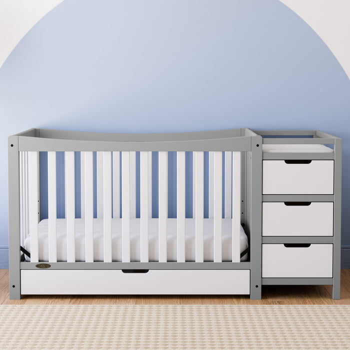Graco Remi 4-in-1 Convertible Crib and Changer - Pebble Gray/White