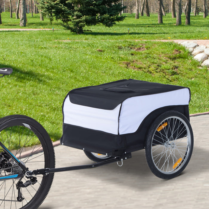 Homcom Bike Cargo Trailer Bicycle Luggage Carrier Cart With Cover White Black