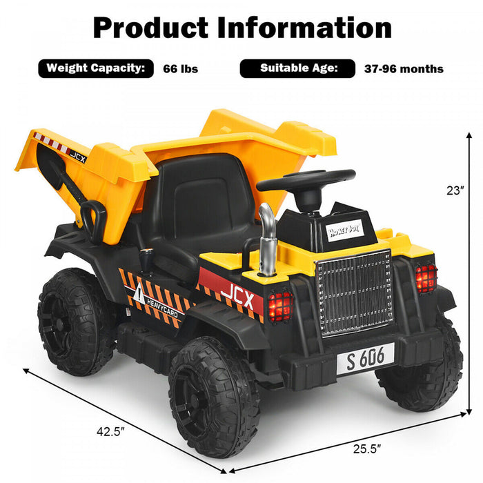 12v Battery Kids Ride On Dump Truck Rc Construction Tractor W/ Electric Bucket