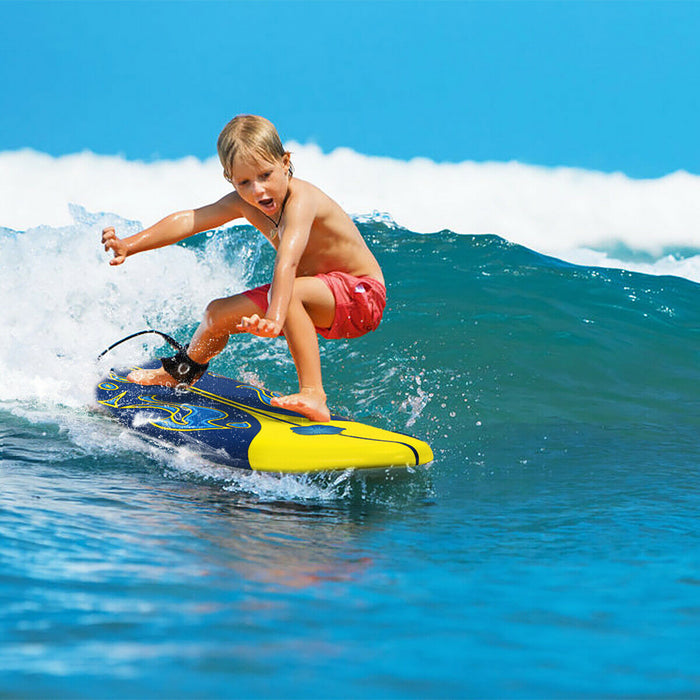 Costway 6' Surfboard Foamie Body Surfing Board W/3 Fins & Leash For Kids Adults Yellow