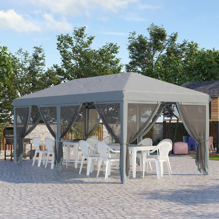 Outsunny 10'x20' Pop Up Canopy Tent With 6 Removable Mesh Sidewalls Gray