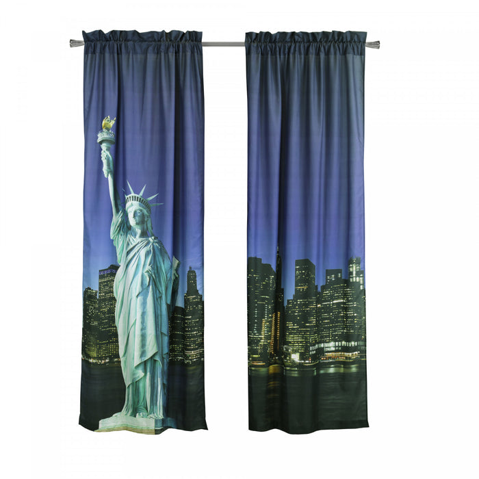 Habitat Statue Of Liberty Light Filtering Pole Top Curtain Panel Pair - 37 x 84
