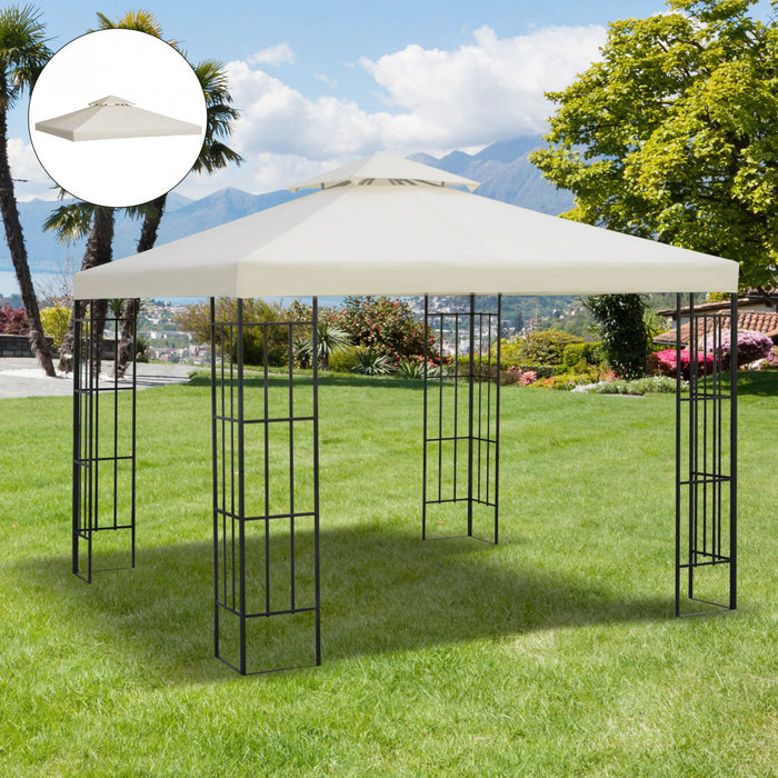 Outsunny 9.8' X 9.8' Square 2-tier Gazebo Canopy Replacement Top Cover Outdoor Garden Sun Shade, Cream White