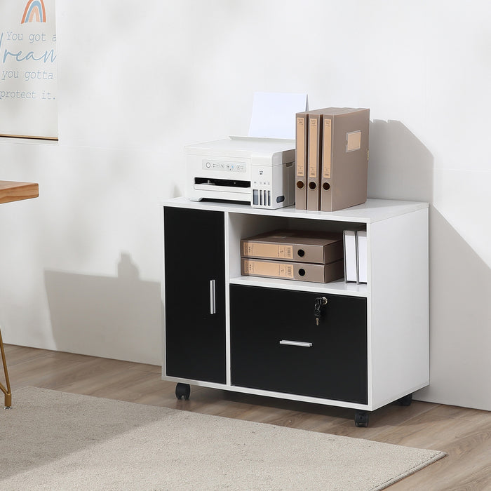 Homcom Lockable Filing Cabinet With Hanging Rail