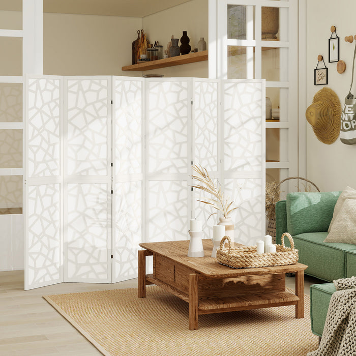 HOMCOM 6 Panel Room Divider, 5.6 FT Lightweight Privacy Screen, White