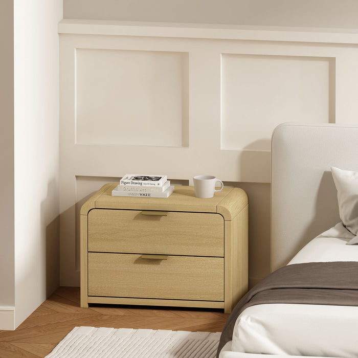 Grace Modern 28\" Nightstand in Natural Oak and Gold