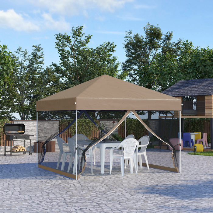 Outsunny 10' X 10' Pop-up Canopy Tent Outdoor Party Tent With Mesh Walls