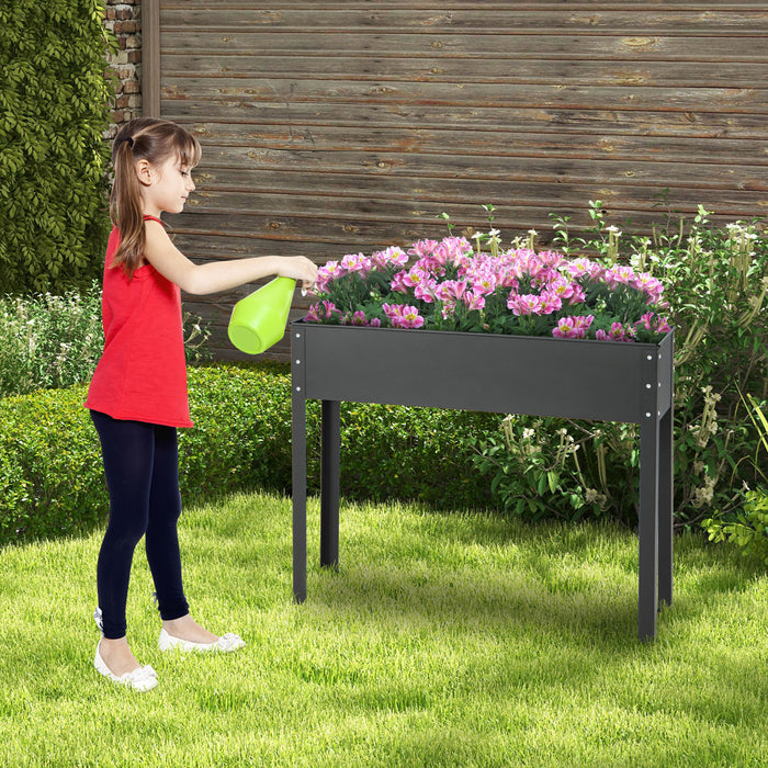 Costway 40\" Raised Garden Bed With Legs Metal Elevated Planter Box Drainage Hole Backyard