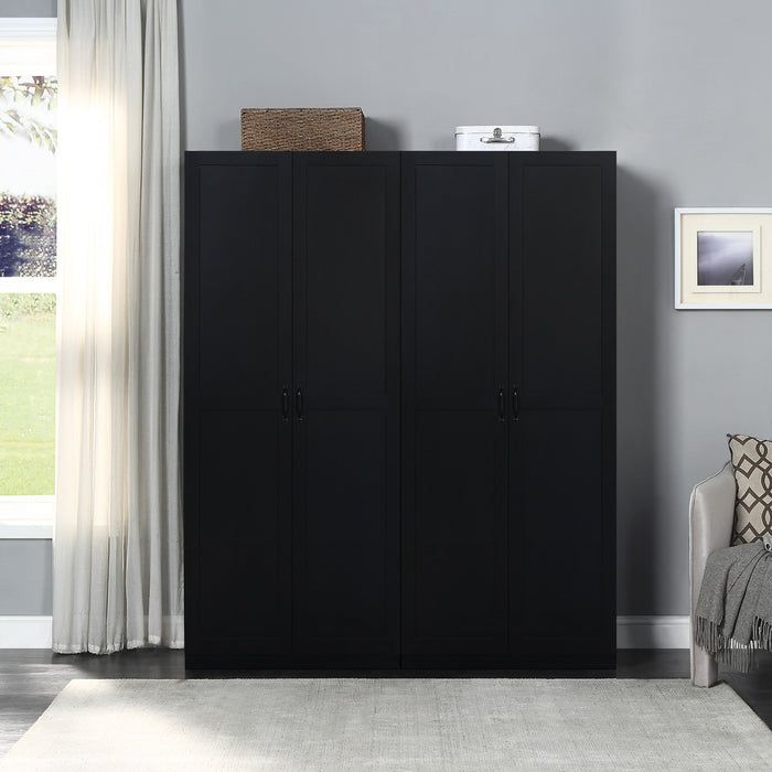 Hopkins Modern 30\" Storage Cabinet in Black (4-Shelf) - Set of 2 Armoire