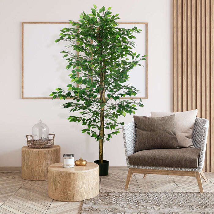 HOMCOM 6ft Artificial Trees Ficus, Decorative Fake Plant for Home Decor