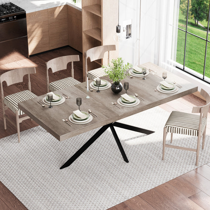 Ethan Retro Rectangular Extendable Dining Table with Hidden Storage,Grey