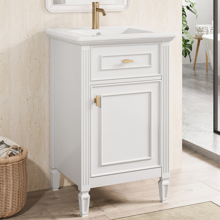 Jocelyn 20\" Bathroom Vanity with Ceramic Sink and Solid Rubberwood Frame, Black