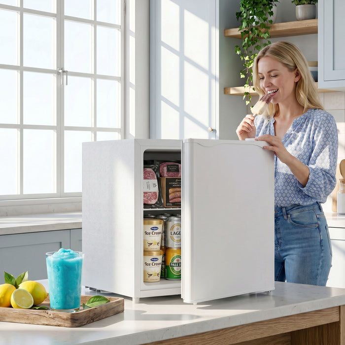 HOMCOM 1.1 Cubic Feet Compact Mini Freezer with Adjustable Temperature