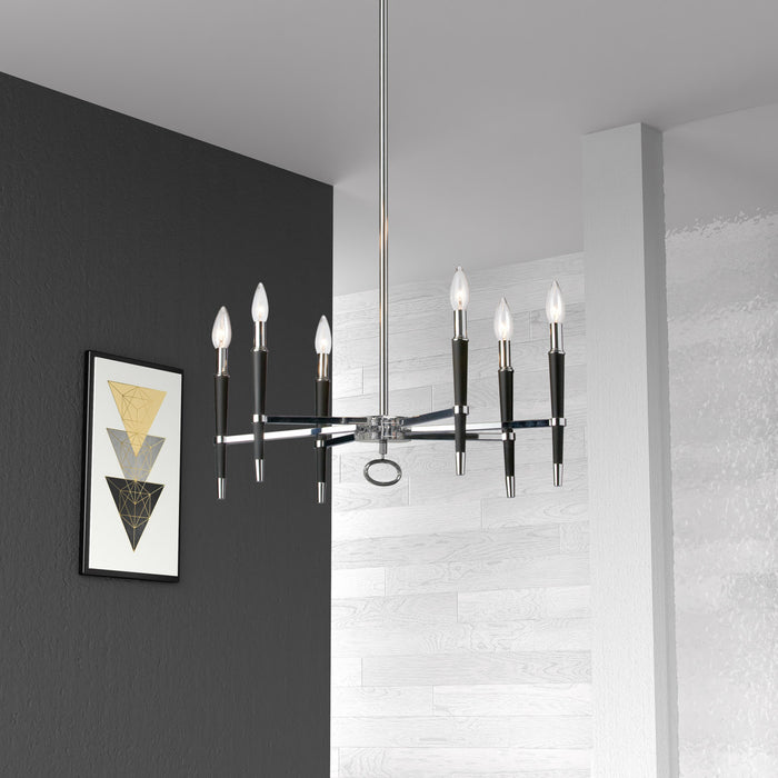 Dainolite Langford 6 Light Chandelier Polished Chrome Finish Lamp