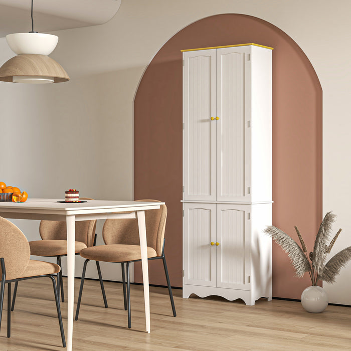 HOMCOM Freestanding Kitchen Pantry Storage Cabinet with 4 Shelves, 4 Doors
