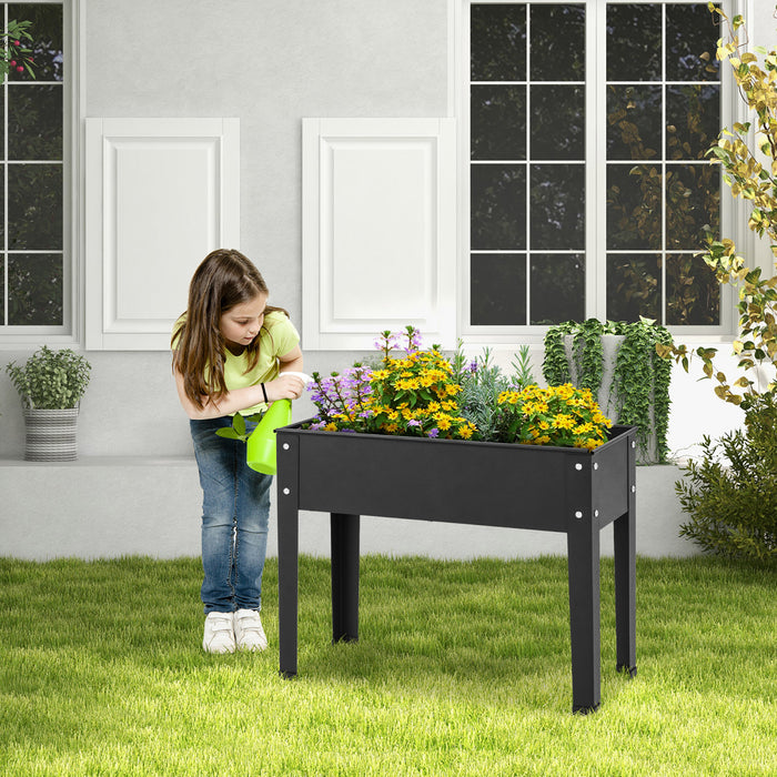 Costway 24\" Raised Garden Bed With Legs Metal Elevated Planter Box Drainage Hole Backyard