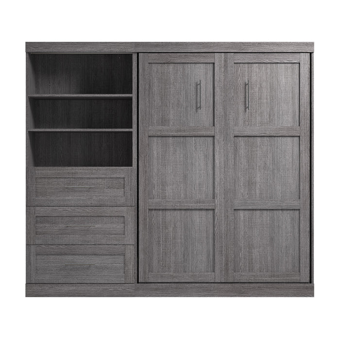 Bestar Pur Full Murphy Bed and Storage Unit with Drawers 95-Inch Wall Bed - Bark Grey