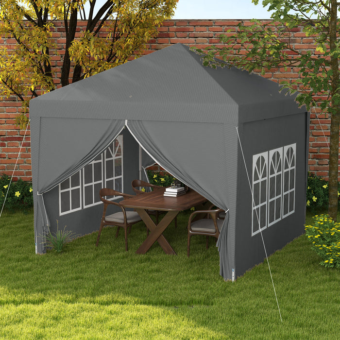 Outsunny 10'x10' Outdoor Pop Up Party Tent With Carrying Bag Dark Grey