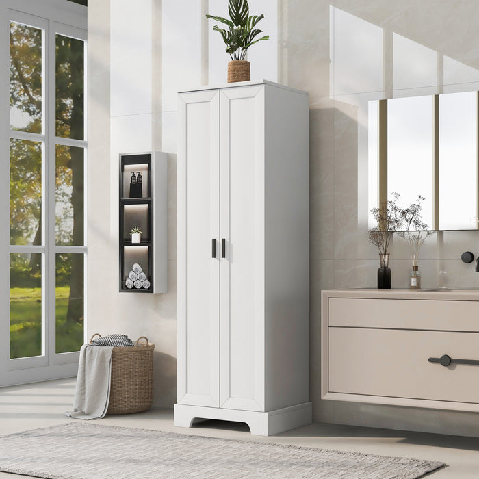 Liam Multi-Functional Storage Cabinet with Doors and Adjustable Shelves,White Accent Cabinet