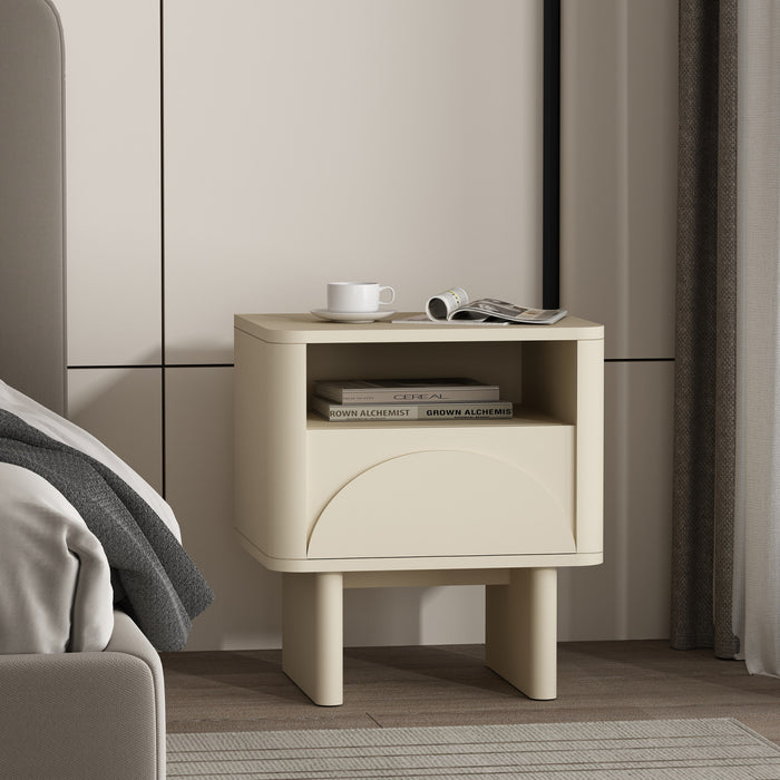Ella Modern 20\" Nightstand in Cream (1-Drawer)