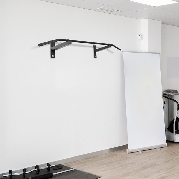 Soozier Wall Mount Chin Up Bar Upper Body Pull Up Training Workout Home Gym Exerciser Black