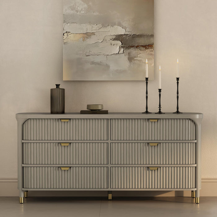 Park Contemporary 68\" Dresser in Gray (6-Drawer)