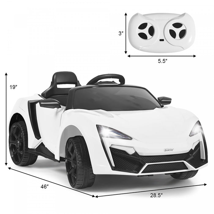Costway 12v Kids Ride On Car 2.4g Rc Electric Vehicle W/ Lights Mp3 Openable Doors White