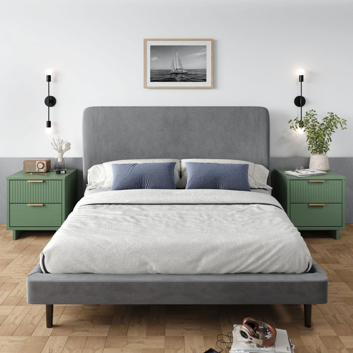 Granville Modern 18\" Nightstand in Sage Green (2-Drawer) - Set of 2