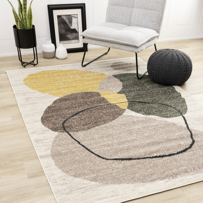 Marley Green Yellow Taupe Geometric Area Rug - 7'10\" x 10'6\"