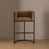Cosmopolitan Mid-Century Modern Metal Upholstered Barstool in Chestnut | Tabouret de bar moderne mi-siecle cosmopolite en metal et tissu, finition chataigne