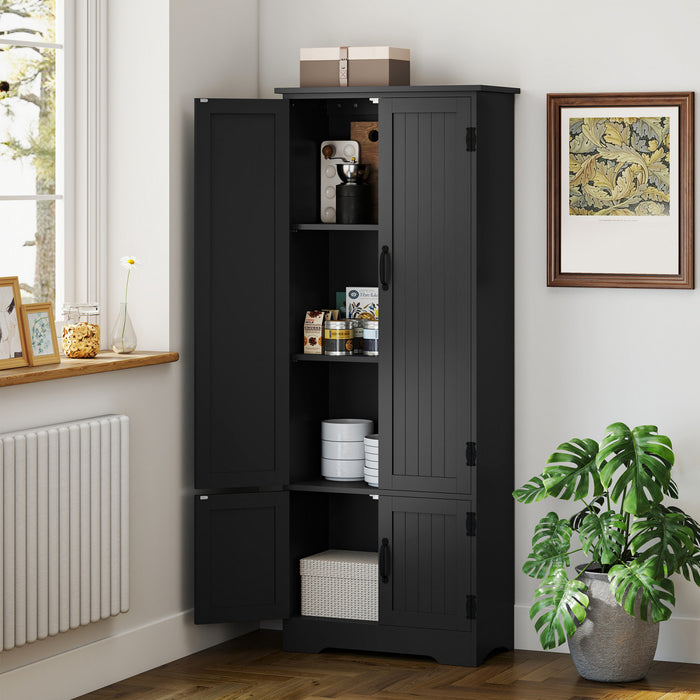 HOMCOM 60\" Kitchen Pantry, Kitchen Storage Cabinet with Shelves, Black