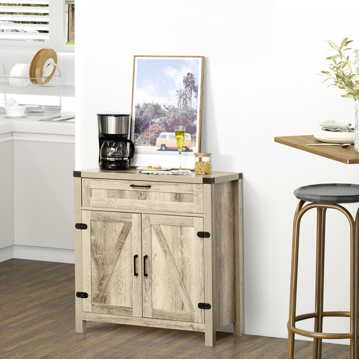 HOMCOM Farmhouse Sideboard Buffet Cabinet with Drawer and Adjustable Shelf