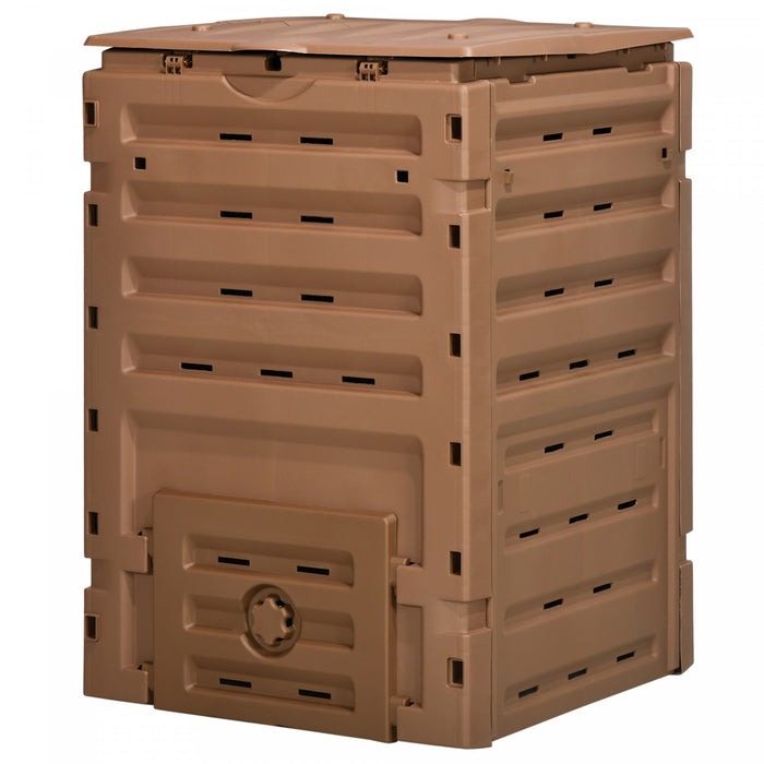 Outsunny 120 Gallon Compost Bin, Large Composter With 80 Vents, Brown