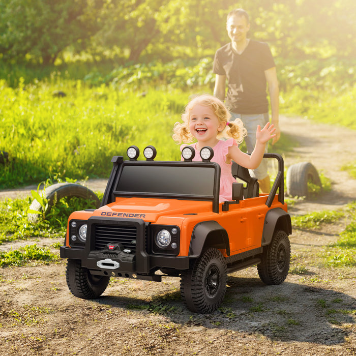 Qaba Land Rover Licensed Electric Car For Kids, 12v 7ah Battery Powered Ride On Truck With Remote Control, Spring Suspension, 3 Speeds Electric Vehicle For Age 3-5, Orange